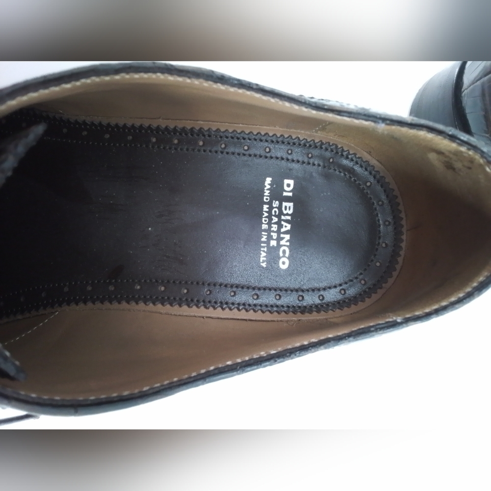 DI Bianco Scarpe Dress Shoe Oxford BROWN SUEDE & ALLIGATOR Wingtip Leather sz 10 - Picture 8 of 12